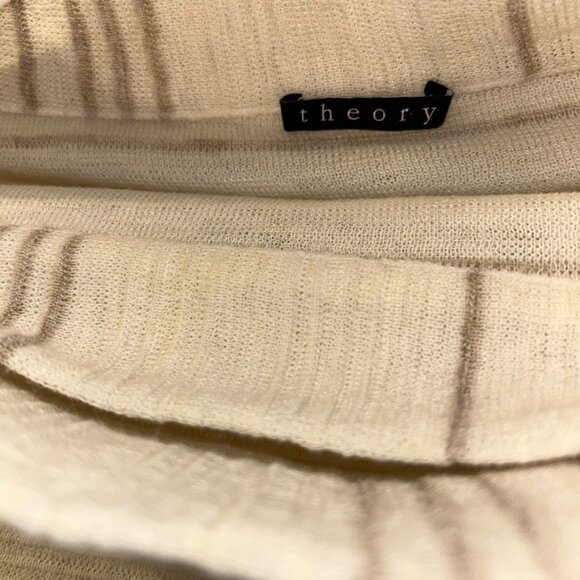 theory GORGEOUS neutral cream serape stripe "linton" wrap skirt S - Picture 2 of 4